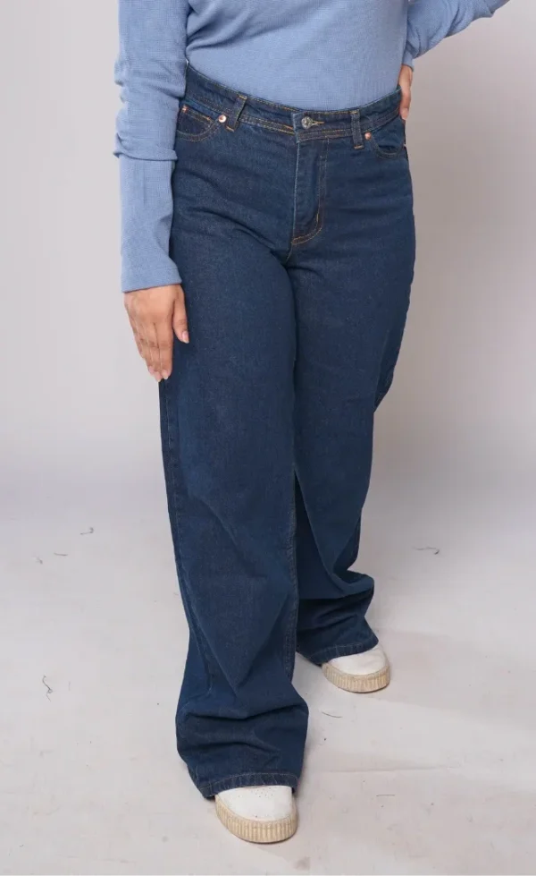 HM - Dark Denim Blue High Waist Wide Leg Jeans - Image 5