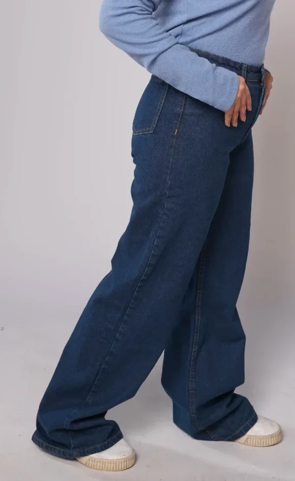 HM - Dark Denim Blue High Waist Wide Leg Jeans - Image 2