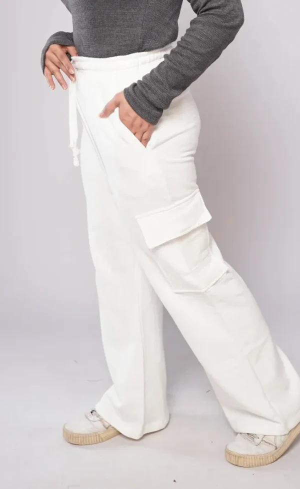 HM - White Wide Leg Cargo Trousers - Image 2