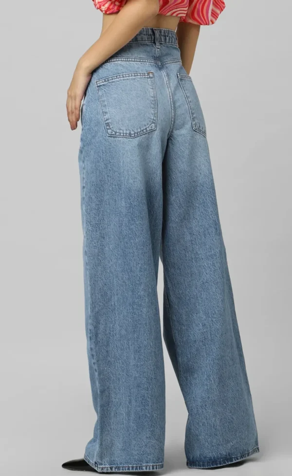 BLUE HIGH RISE EXTRA WIDE LEG JEANS - Image 4