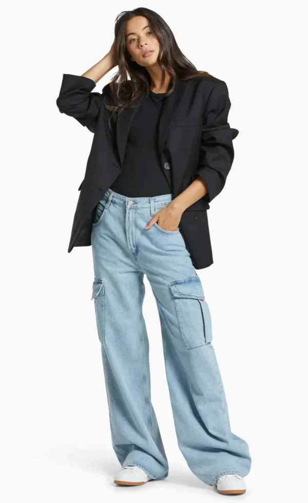 Ice Blue Cargo High-Waist Wide-Leg Jeans - Image 2