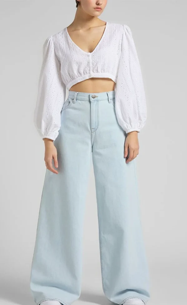 Ice Blue High-Waisted Wide-Leg Jeans - Image 2