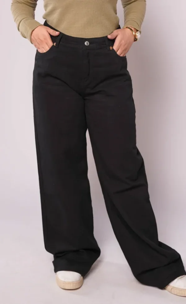 HM - Pitch Black High Waist Wide Leg Jeans - Image 6