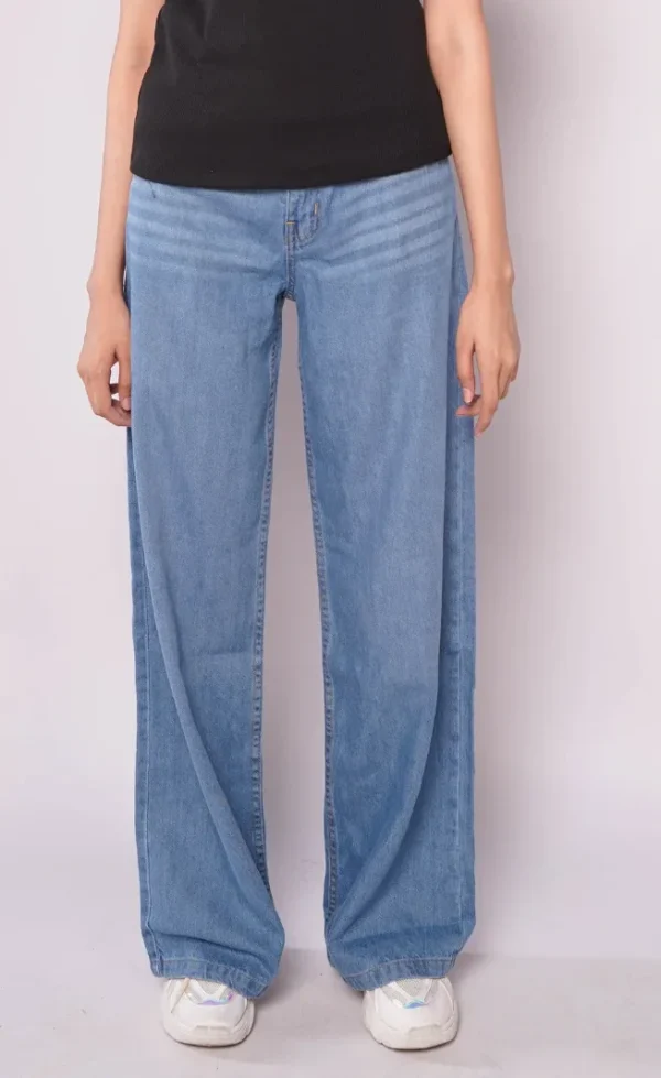 HM - Mid Wash High Waist Wide Leg Jeans - Image 3