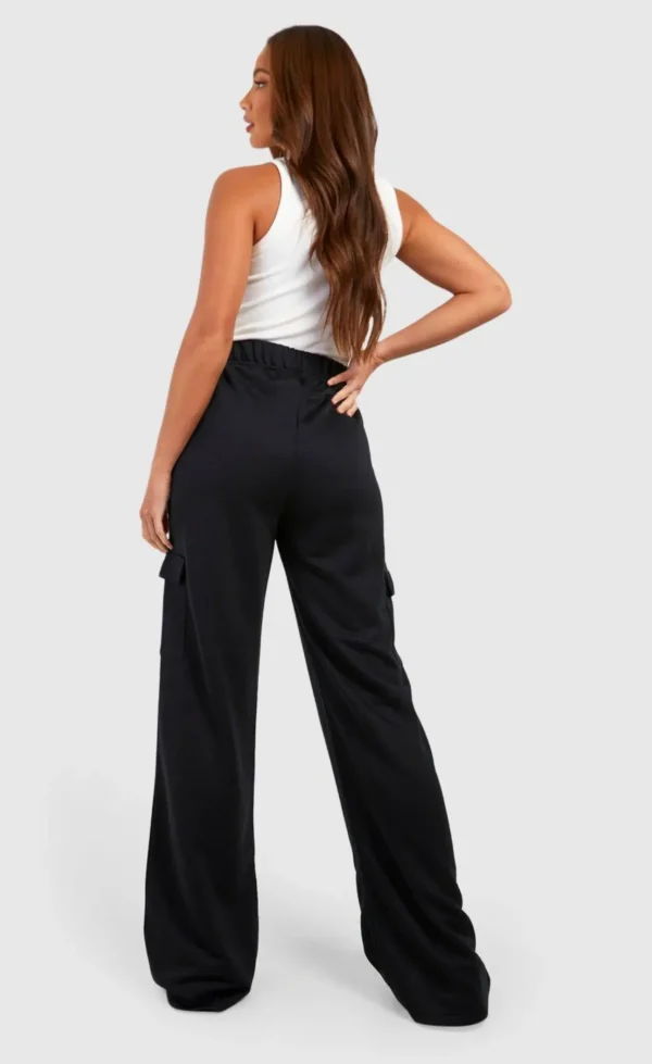 HM WIDE LEG CARGO TROUSER - BLACK - Image 2