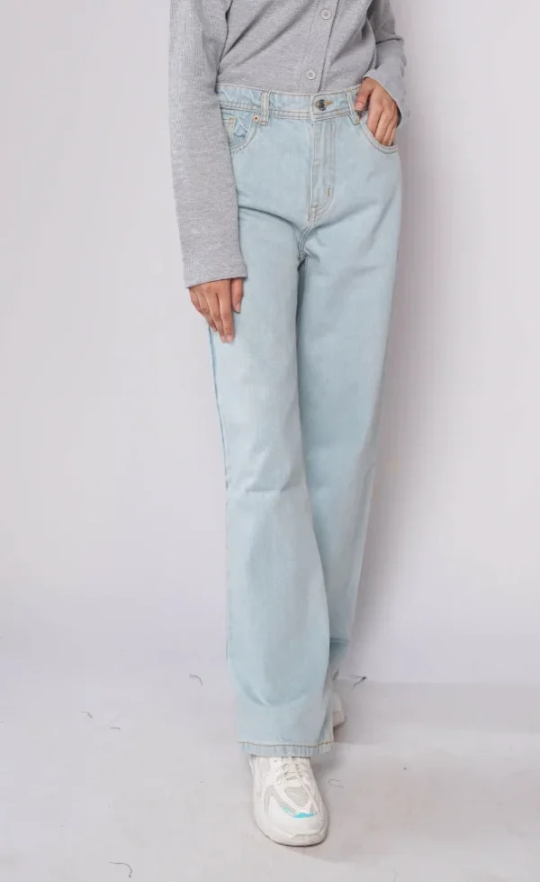 HM - Ice Blue High Waist Wide Leg Jeans - Image 4