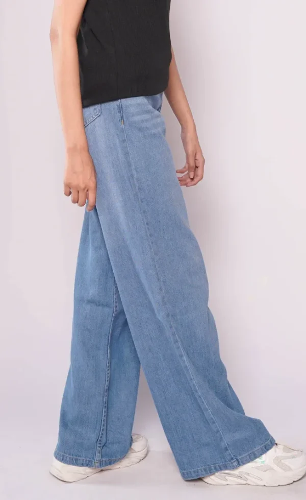 HM - Mid Wash High Waist Wide Leg Jeans - Image 2