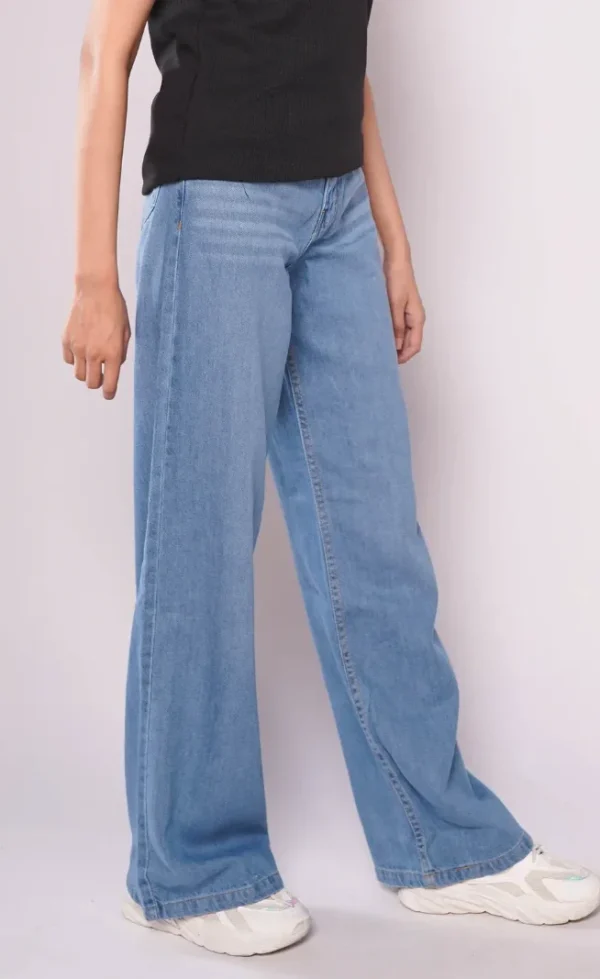 HM - Mid Wash High Waist Wide Leg Jeans - Image 4