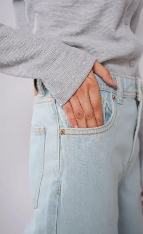 HM - Ice Blue High Waist Wide Leg Jeans - Image 3