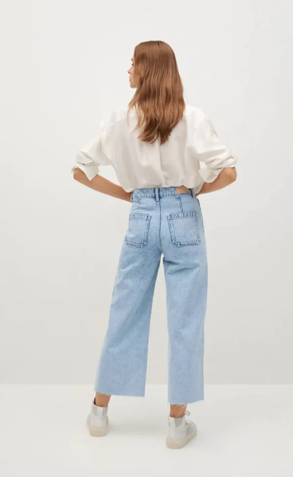 HM High Rise Frayed Hem Wide Leg Jeans - Image 3