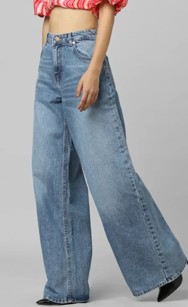 BLUE HIGH RISE EXTRA WIDE LEG JEANS - Image 3