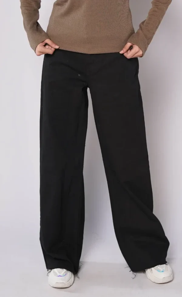 HM - High Rise Frayed Hem Wide Leg Jeans - Image 6