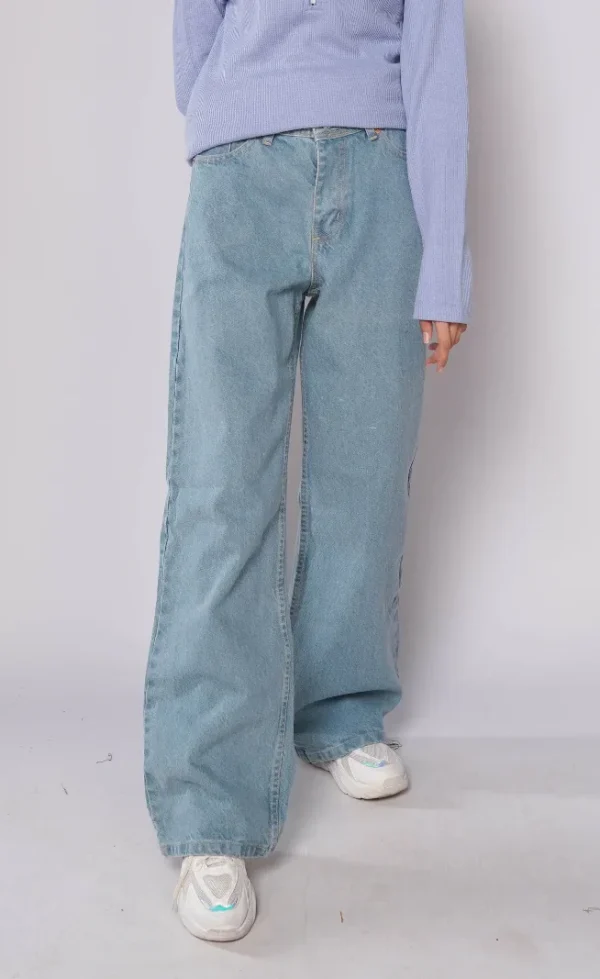 HM - Vintage Blue High Waist Wide Leg Jeans - Image 3