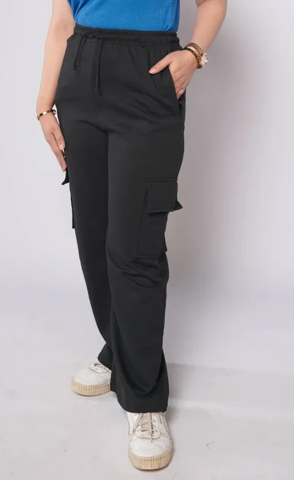 HM - Black Wide Leg Cargo Trousers - Image 3