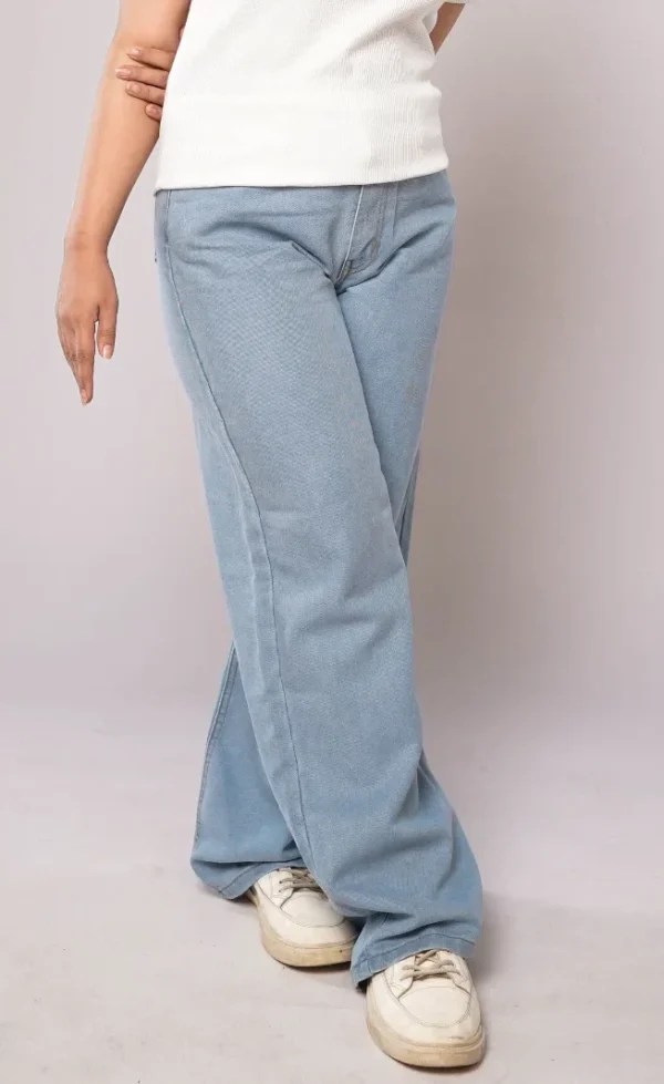 HM - Light Blue High Waist Wide Leg Jeans - Image 3