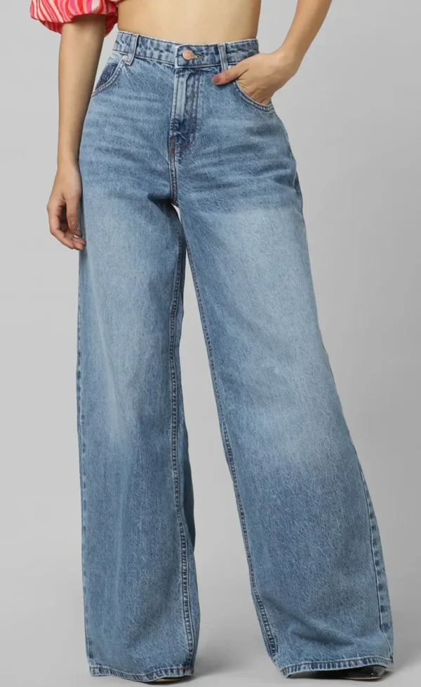 BLUE HIGH RISE EXTRA WIDE LEG JEANS - Image 2