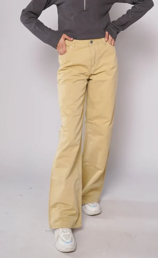 HM - Khaki High Waist Wide Leg Jeans - Image 3