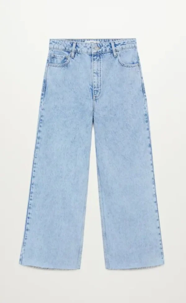 HM High Rise Frayed Hem Wide Leg Jeans - Image 6