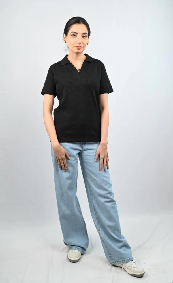 HM High-Waisted Wide-Leg Jeans | Light Blue - Image 3