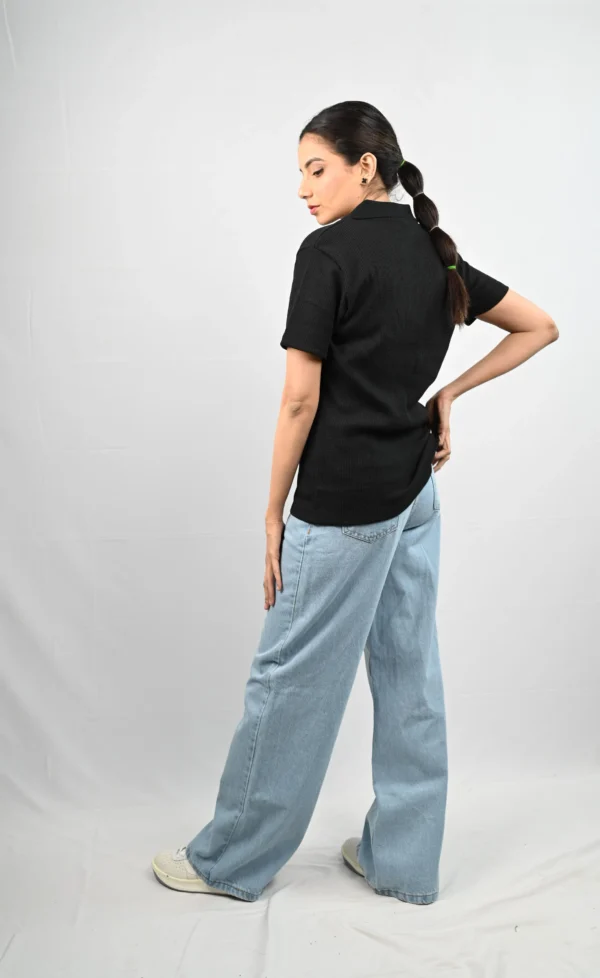 HM High-Waisted Wide-Leg Jeans | Light Blue - Image 2