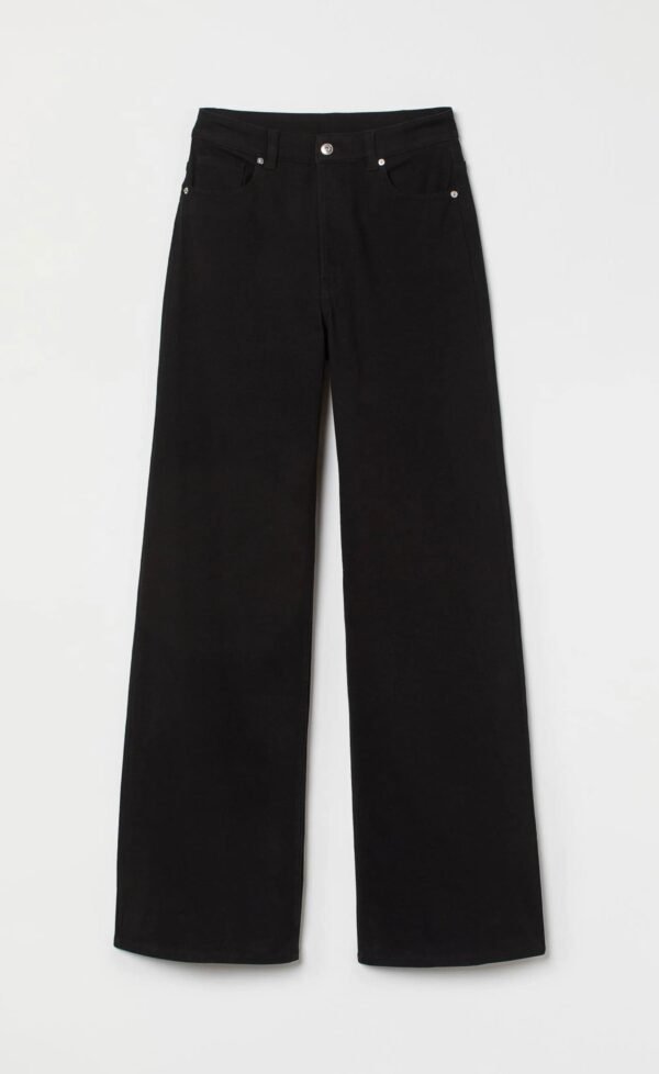 HM Denim Pure Black Wide-Leg Jeans - Image 4