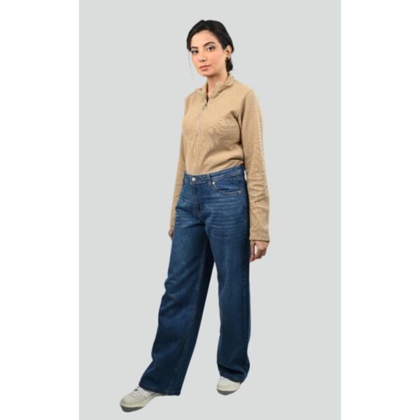 HM High Waist Wide Leg Jeans | Dark Blue Wisker