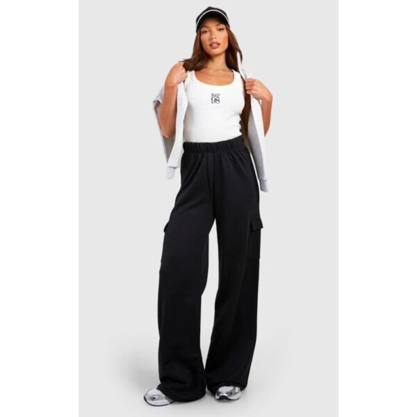 HM WIDE LEG CARGO TROUSER - BLACK