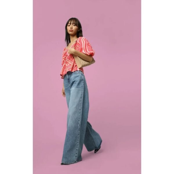 BLUE HIGH RISE EXTRA WIDE LEG JEANS