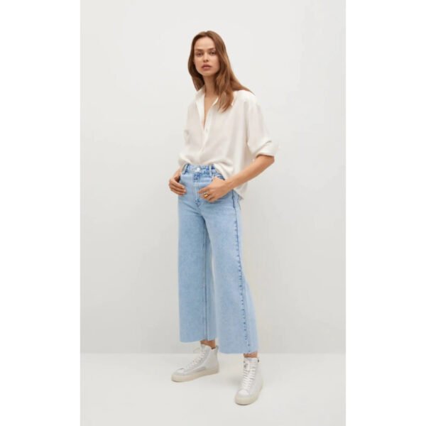 HM High Rise Frayed Hem Wide Leg Jeans