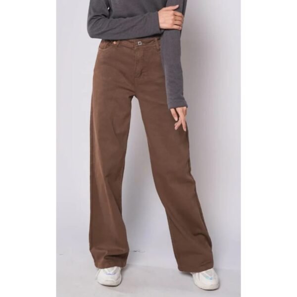 HM - Brown High Waist Wide Leg Jeans