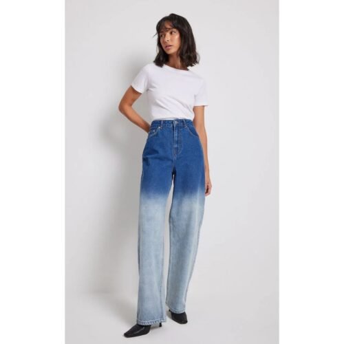 HM Blue Two-Tone Wide-Leg Jeans