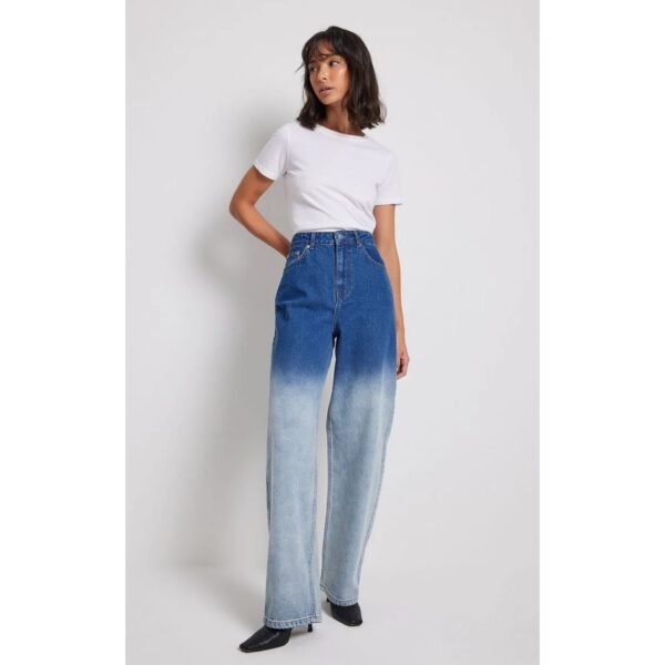 HM Blue Two-Tone Wide-Leg Jeans