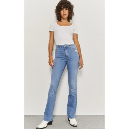 HM Frayed Hem High-Waisted Flared Jeans