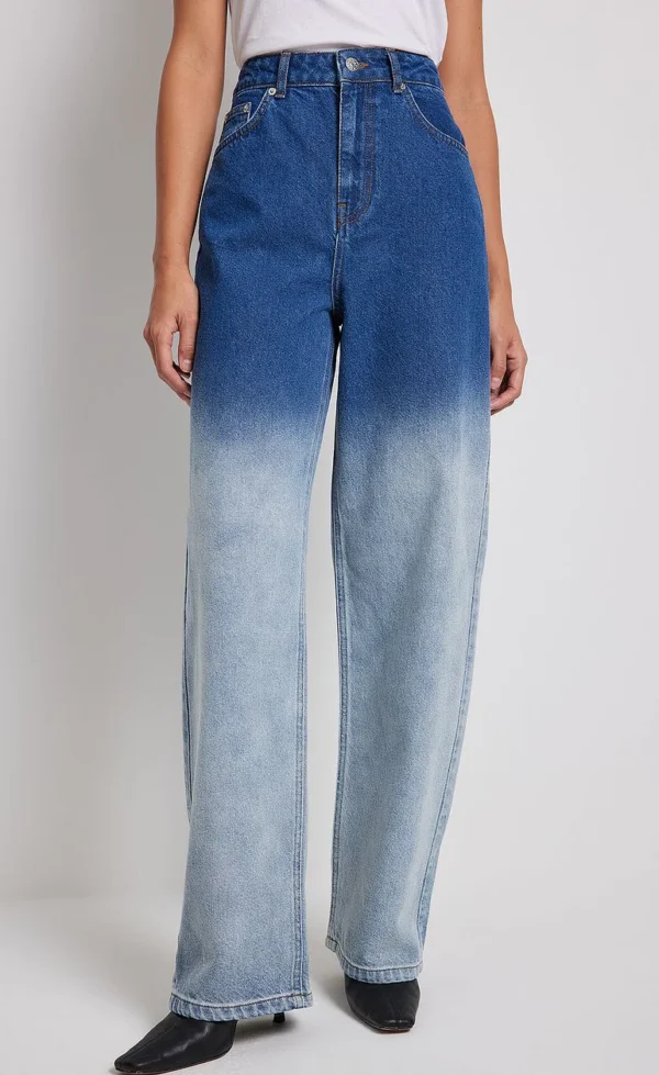 HM Blue Two-Tone Wide-Leg Jeans - Image 2