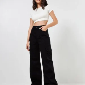 HM Faded Black Cargo Wideleg Jeans.