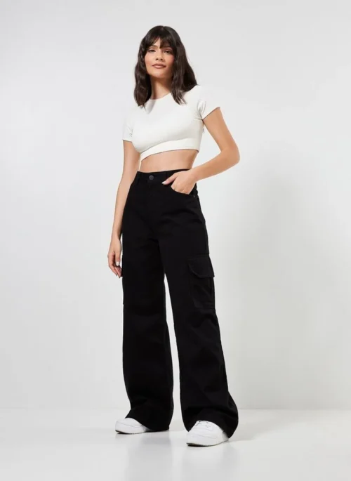 HM Faded Black Cargo Wideleg Jeans.