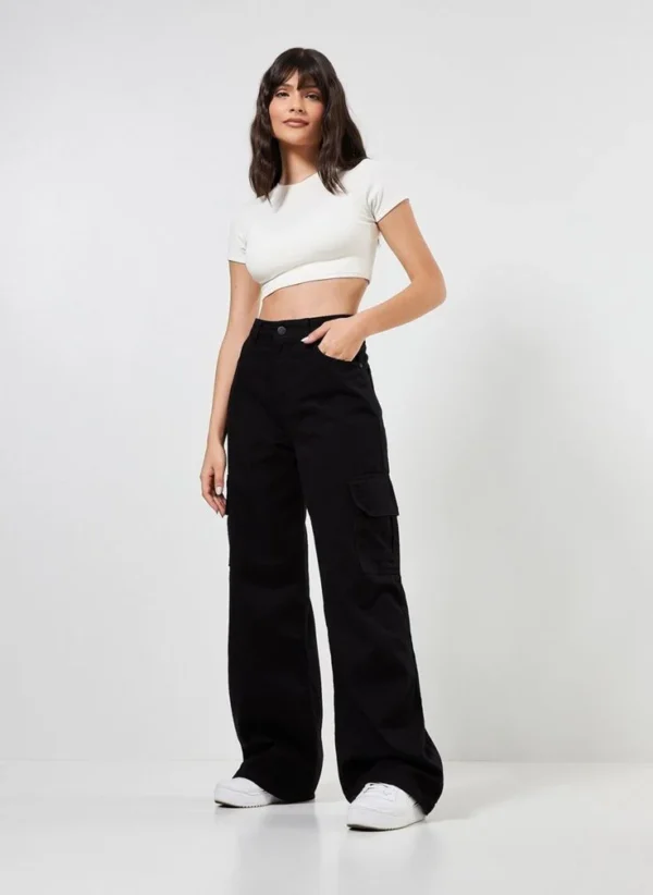 HM Faded Black Cargo Wideleg Jeans.