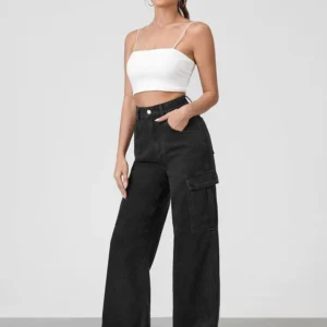 HM Faded Black Cargo Wideleg Jeans