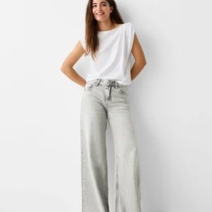 HM Light Grey Wide-Leg Jeans