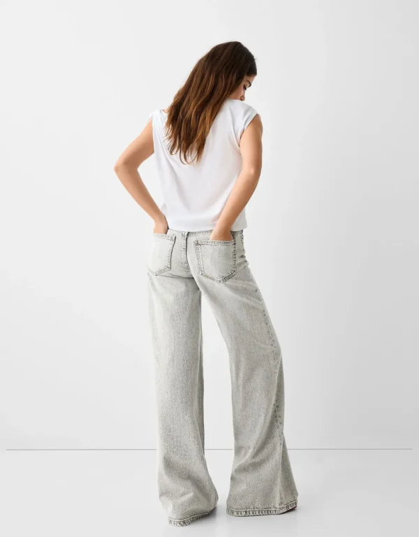 HM Light Grey Wide-Leg Jeans - Image 2