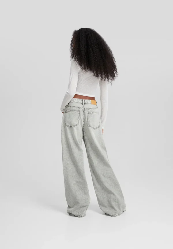 HM Light Grey Wide-Leg Jeans - Image 2