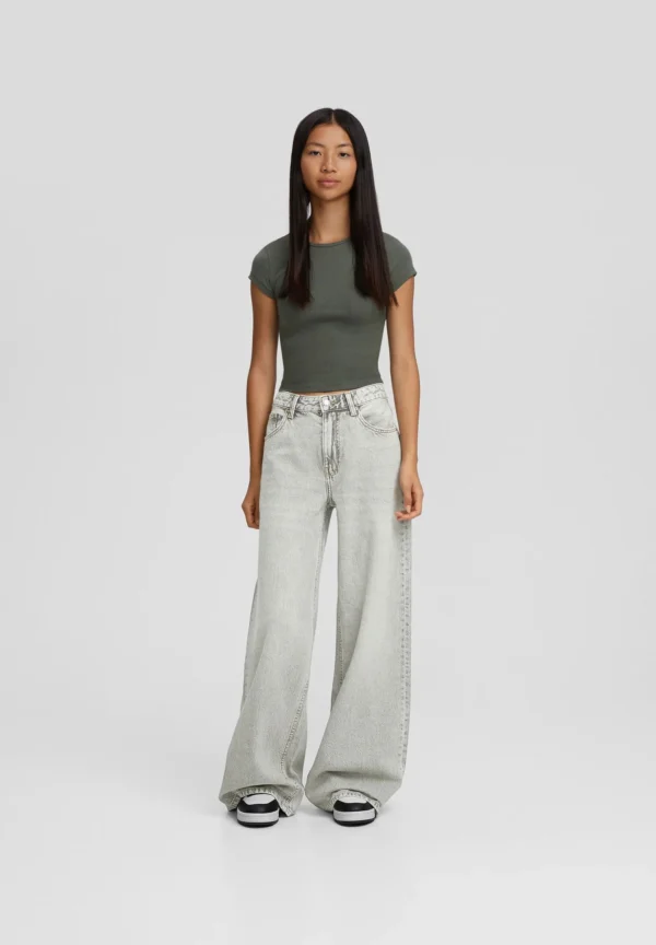 HM Light Grey Wide-Leg Jeans - Image 5