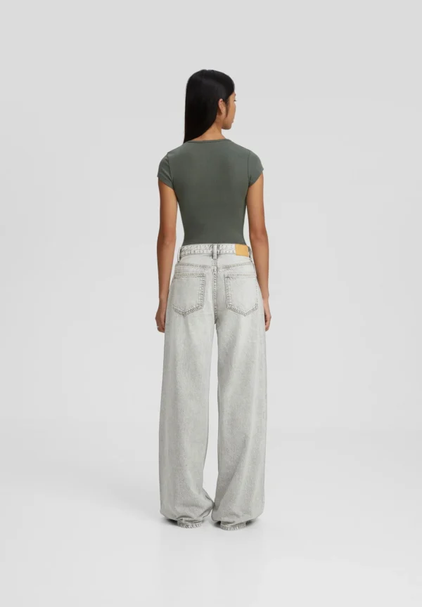 HM Light Grey Wide-Leg Jeans - Image 6