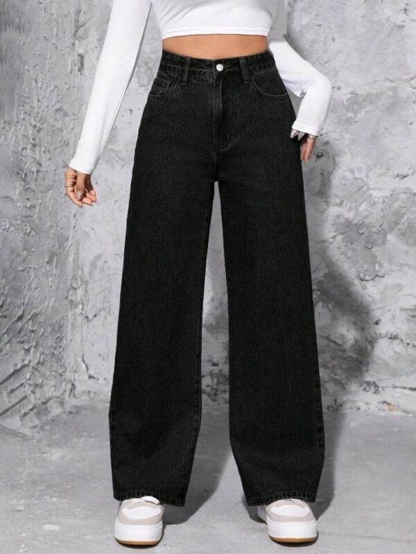 HM Black High-Waist Loose Jeans - Image 5