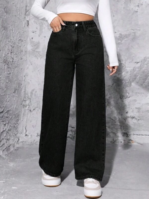 HM Black High-Waist Loose Jeans - Image 2