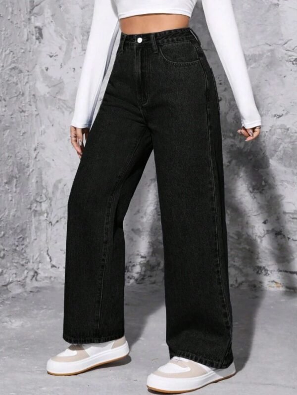 HM Black High-Waist Loose Jeans - Image 3