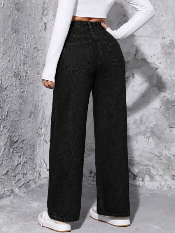 HM Black High-Waist Loose Jeans - Image 4