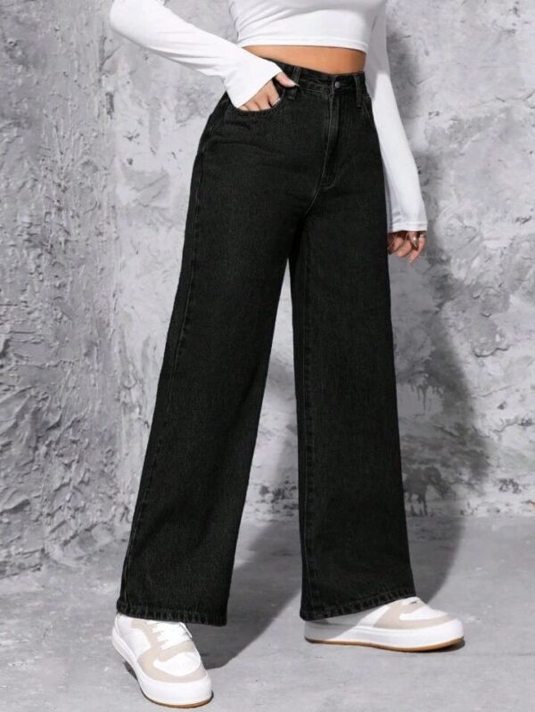 HM Black High-Waist Loose Jeans - Image 6