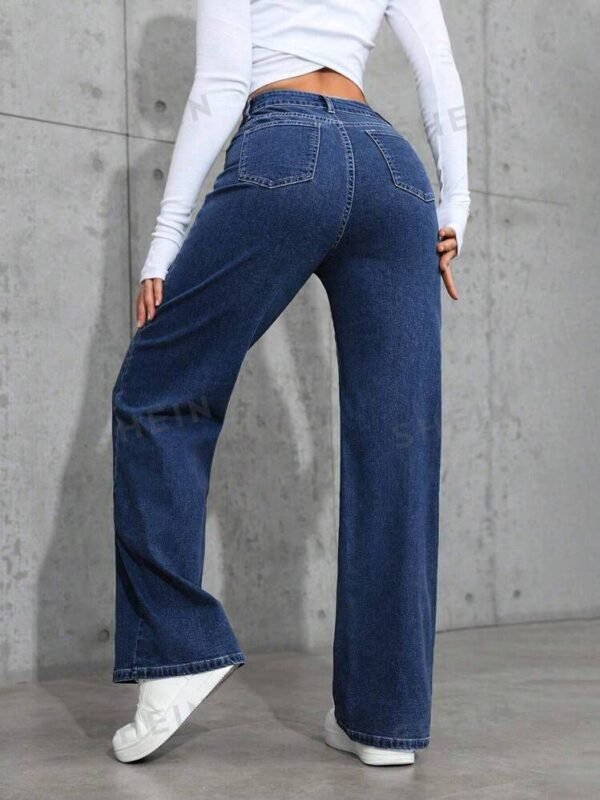 Dark Blue High-Waisted Loose Mom Jeans - Image 6