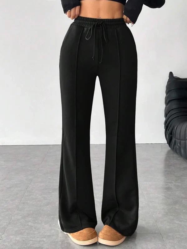 HM Pure Black Front-Seam Flare Trouser - Image 3